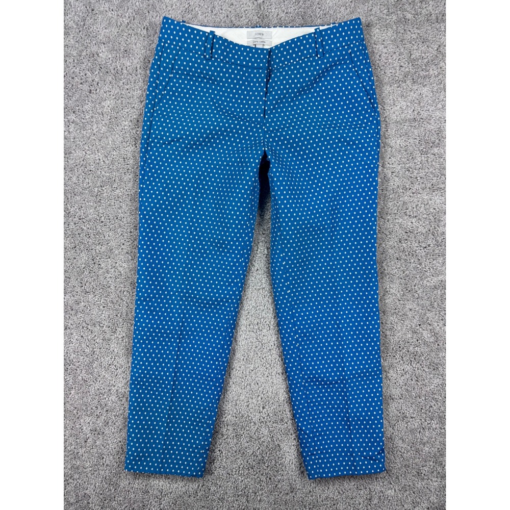 J.Crew Cafe Capri Blue White Polka Dot Slim Cropped Pants 81533‎ Womens Size 2